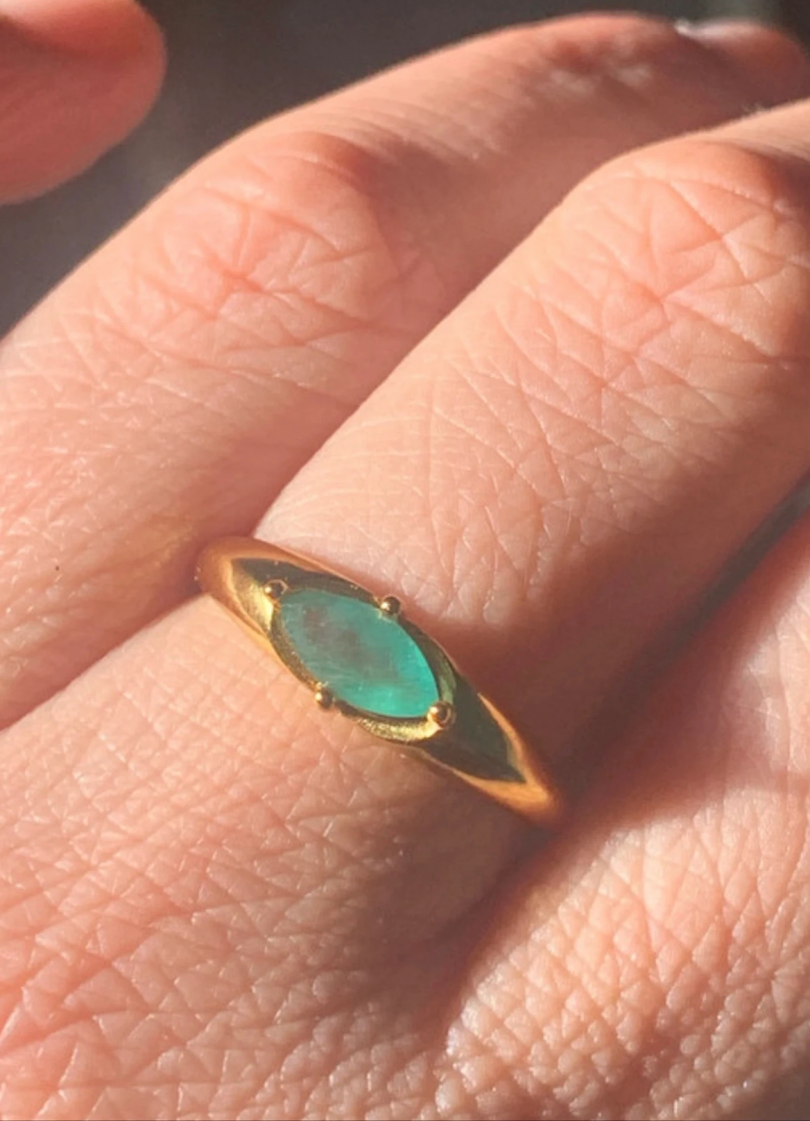 925 silver ring gold plated with natural emerald – photo 6